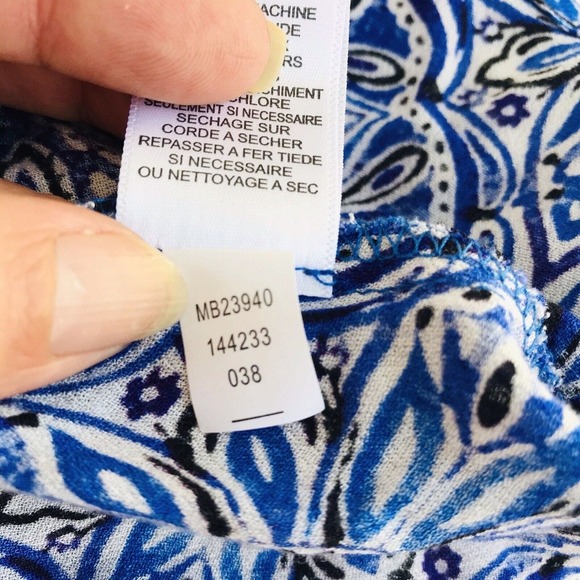 Cupio Handkerchief Hem Dress Button Down Top To Bottom Sz S Blue Black EUC - Picture 7 of 11